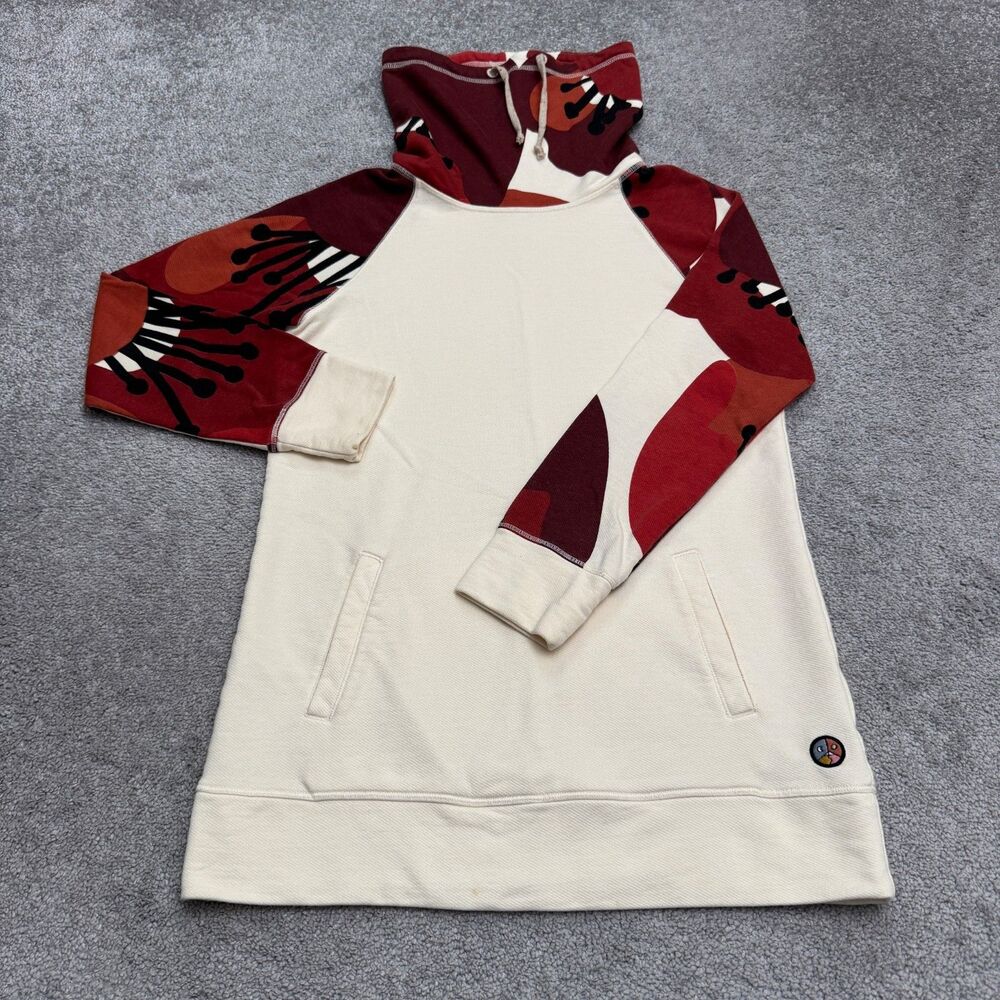 Burton Lima Tunic Funnel Neck Pullover Sweatshirt Womens Small Beige Red Floral - Picture 1 of 15